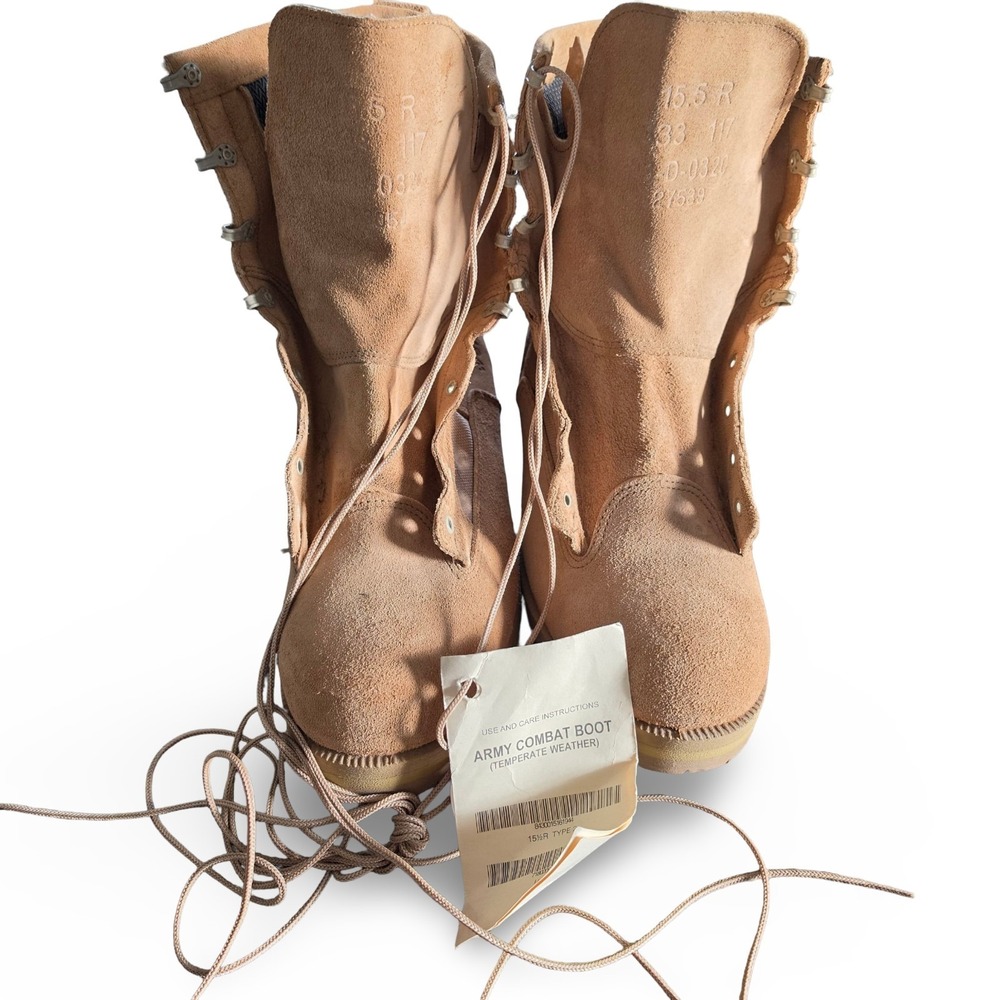 NWT Wellco Army Combat Boot Temperate Weather Vibram Suede‎ Tan Mens Size 15.5 R